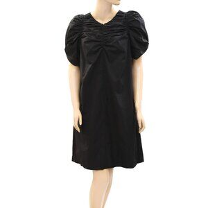 Deveaux New York Black Mini Shift Dress Solid Short Sleeve Ruched XS NWT 274804